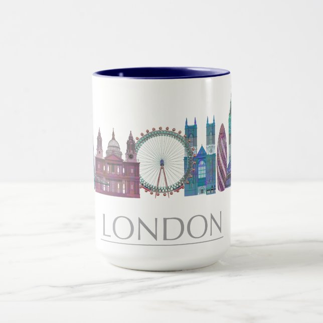 Caneca Edifícios Coloridos em Skyline de Londres (Centro)