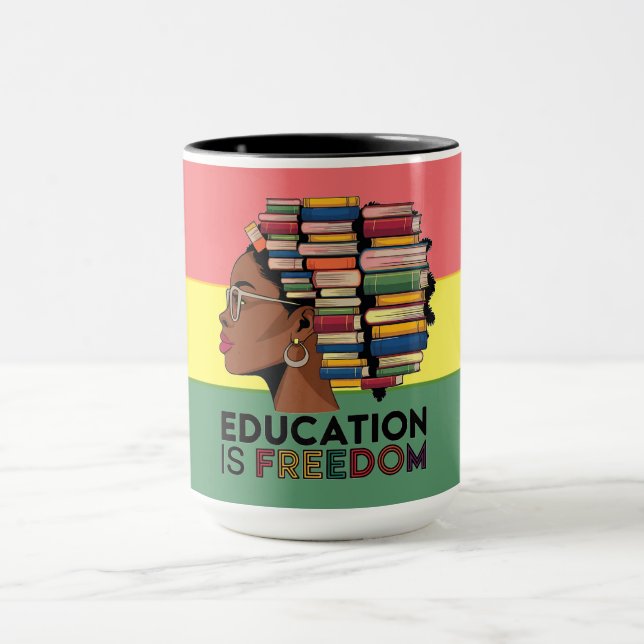 Caneca Education Is Freedom Afro Profile Design  (Centro)