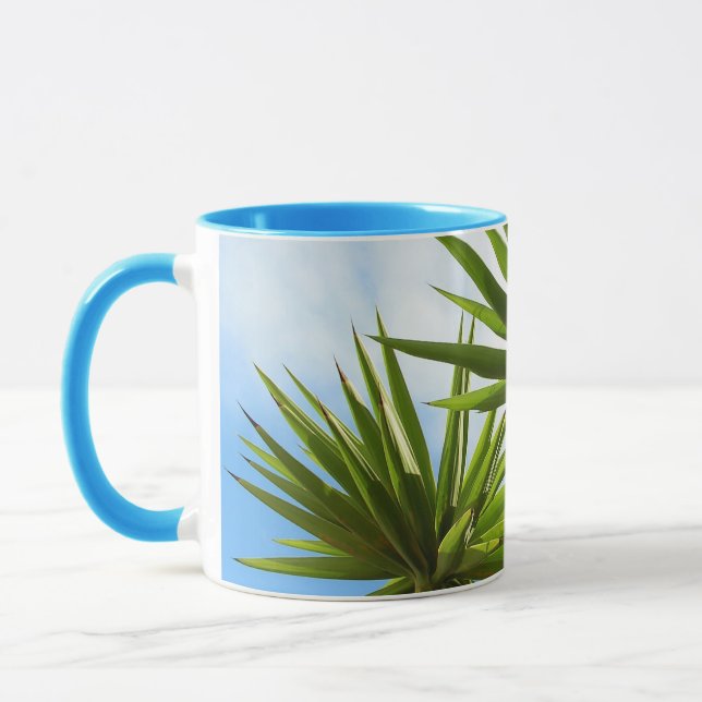 Caneca Efeito de Pintura de Folhas de Palmeira Yucca Trop (Esquerda)