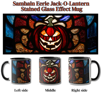 Caneca Efeito de Vitral de Jack-O-Lanterna Sinistro de Sa