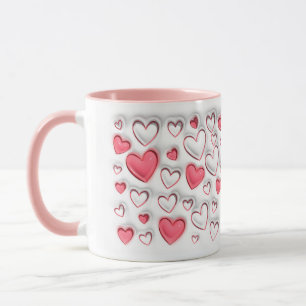 Caneca Efeito inflado em 3D Padrão cardíaco