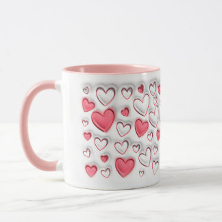Caneca Efeito inflado em 3D Padrão cardíaco