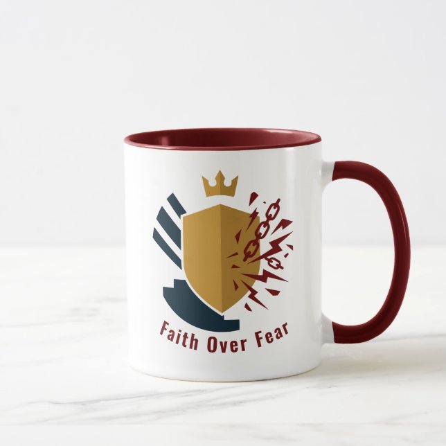 Caneca Efesios 6:12 Arma de Deus escudo coroa emblema (Direita)