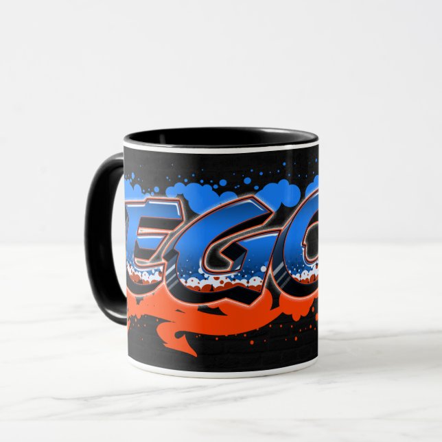 Caneca Egon Vorname Name Graffiti blue orange Tasse (Frente Esquerda)
