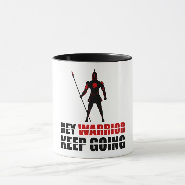 Caneca Ei guerreiro continue em frente (Centro)
