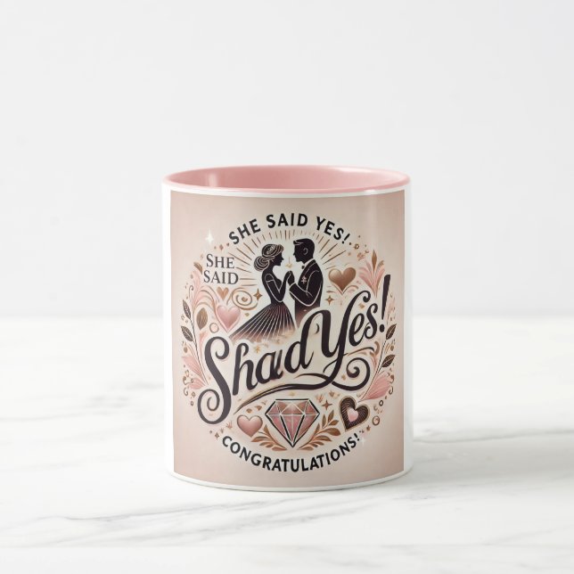Caneca Ela Disse Sim Mug | Noivado Celebração (Centro)
