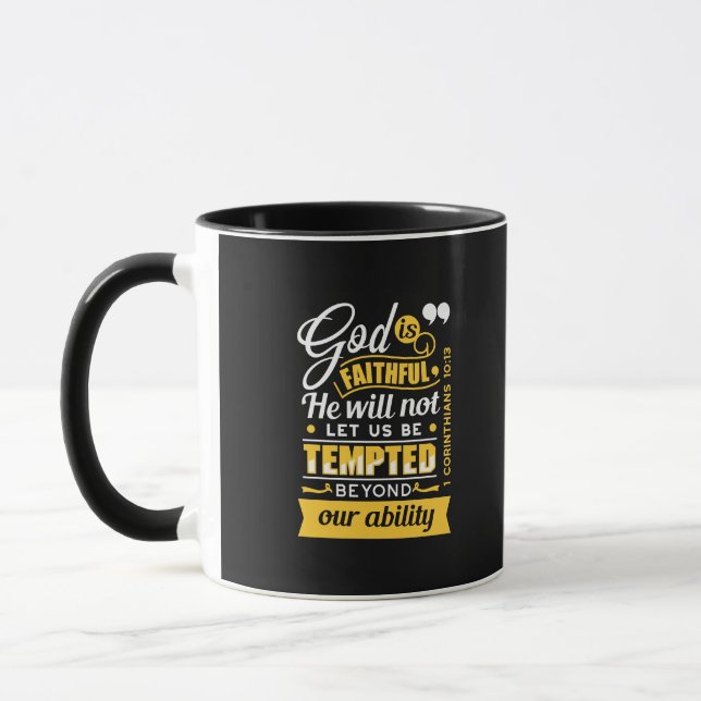 Caneca Ele Não Deixará Que Você Seja Tentado – Versículo  (Esquerda)