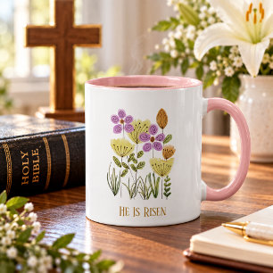 Caneca Ele Ressuscitou Floral Páscoa