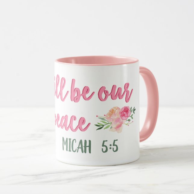 Caneca Ele Será Nossa Escritura De Paz // Bíblia Verse (Frente Esquerda)