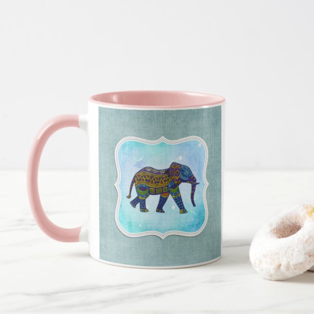 Caneca Elefante Azul Boho (Com Donut)
