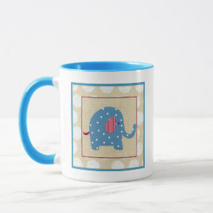 Caneca Elefante azul com Bolinhas brancas
