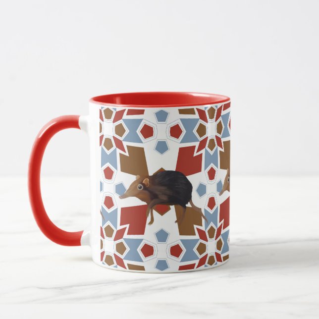 Caneca Elefante Bonito Mostra Um Padrão Colorido Divertid (Esquerda)