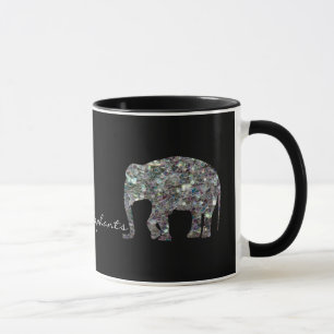 Caneca Elefante de mosaico prateado cintilante