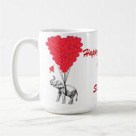 Caneca Elefante engraçado ama Namorados cardíacos