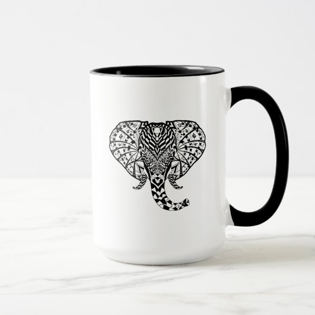 Caneca Elefante étnico do teste padrão (Direita)