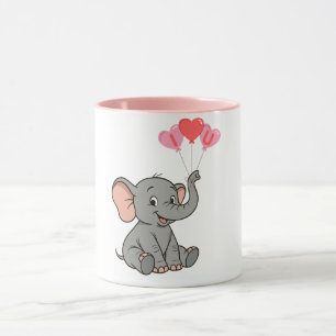 Caneca Elefante fofo no dia dos namorados