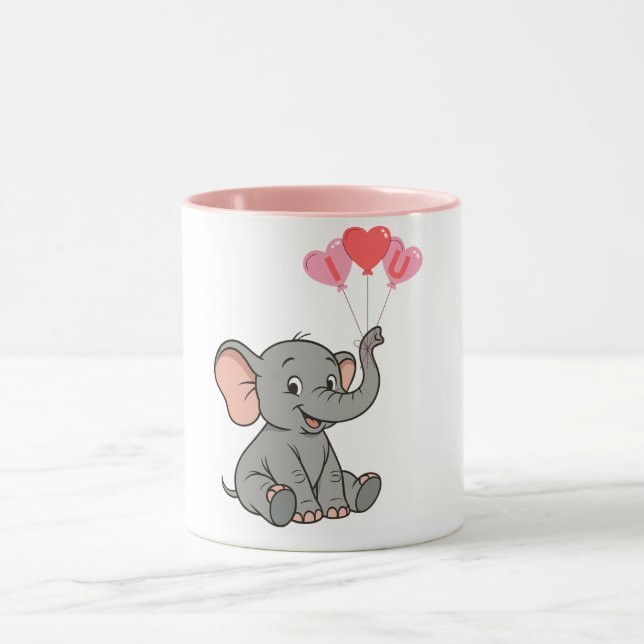 Caneca Elefante fofo no dia dos namorados (Centro)