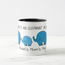 Caneca Elefante na sala - azul-Mãe personalizado
