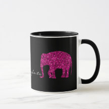 Elefante rosa quente brilhante com purpurina falsa