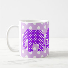 Caneca Elefante roxo e branco das bolinhas