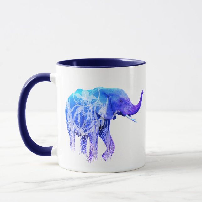 Caneca Elefantes de Arte Digital Animal Modernos (Esquerda)