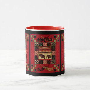 Caneca Elefantes de patchwork étnico da Índia