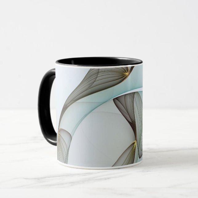 Caneca Elegância Dourada abstrato Moderna Turquesa Brown (Frente Esquerda)