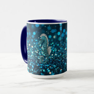 Caneca Elegância em Movimento: Cavalo-Marinho Aqua em Bok
