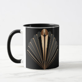 Caneca Elegância Geométrica em Art Deco Dourado