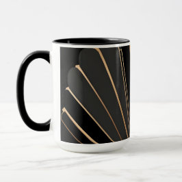 Caneca Elegância Geométrica em Art Deco Dourado