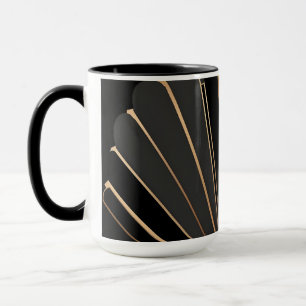 Caneca Elegância Geométrica em Art Deco Dourado
