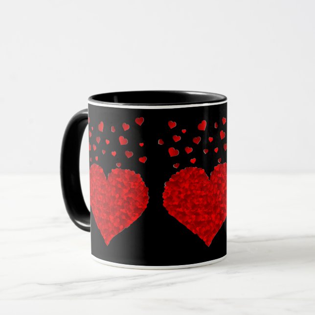 Caneca Elegância Preta-Namorados Vermelho (Frente Esquerda)