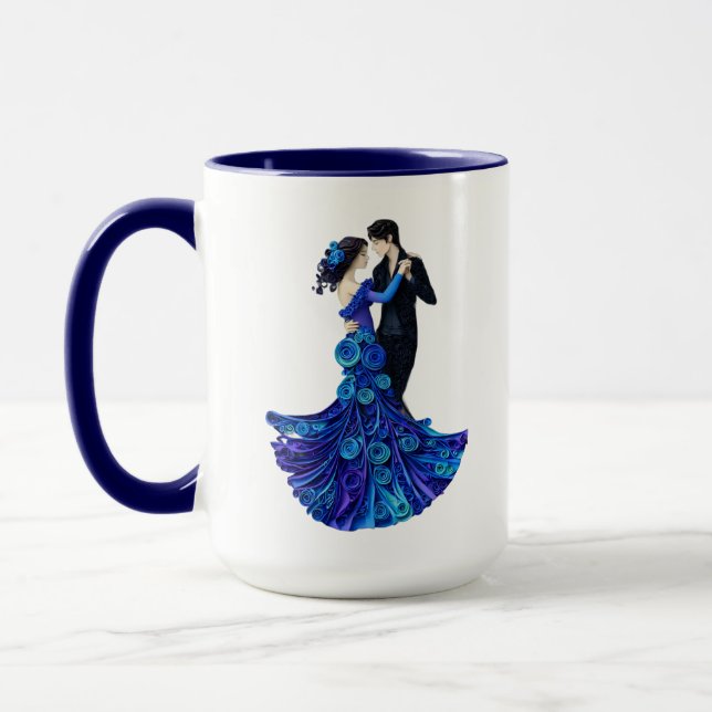 Caneca Elegant Dancing Couple Paper Quilling Art (Esquerda)