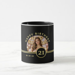 Caneca Elegant Gold Signature Monogram with Photo