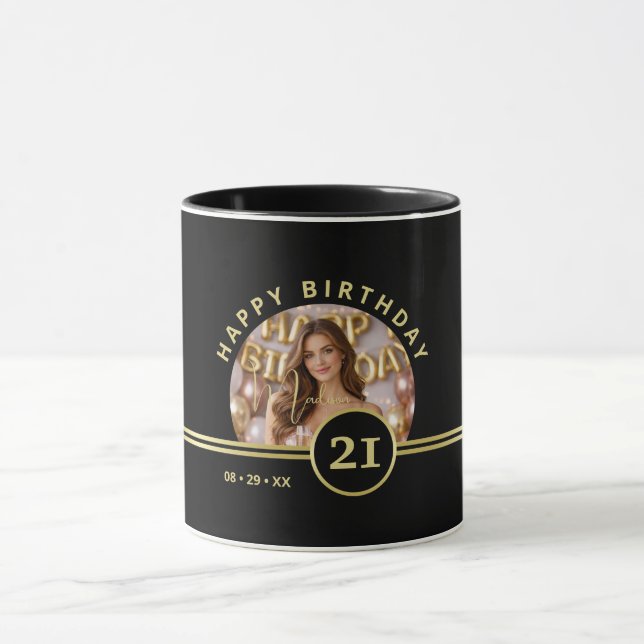 Caneca Elegant Gold Signature Monogram with Photo (Centro)