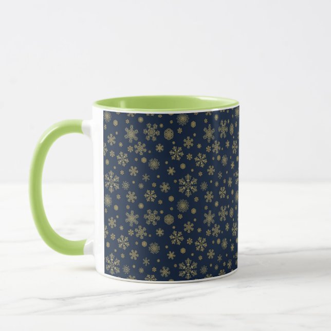 Caneca Elegant Gold Snowflake Winter Pattern (Esquerda)