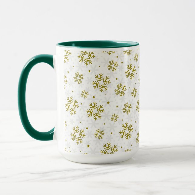 Caneca Elegant Gold Snowflake Winter Pattern (Esquerda)