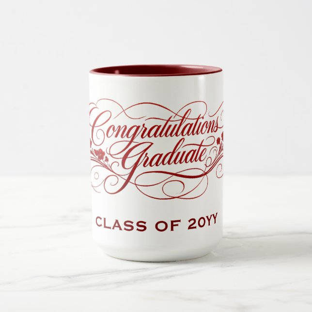 Caneca Elegant Graduation Script Design with Custom Year (Centro)