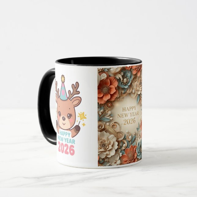 Caneca elegant happy new year 2026 coffee mug & cup (Frente Esquerda)