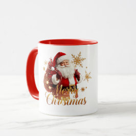 Caneca Elegant Merry Christmas Santa Claus