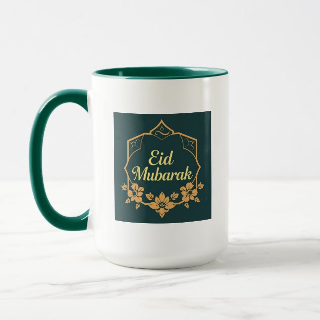 Caneca Elegant Minimalist Eid Mubarak Mug – Emerald Green (Esquerda)