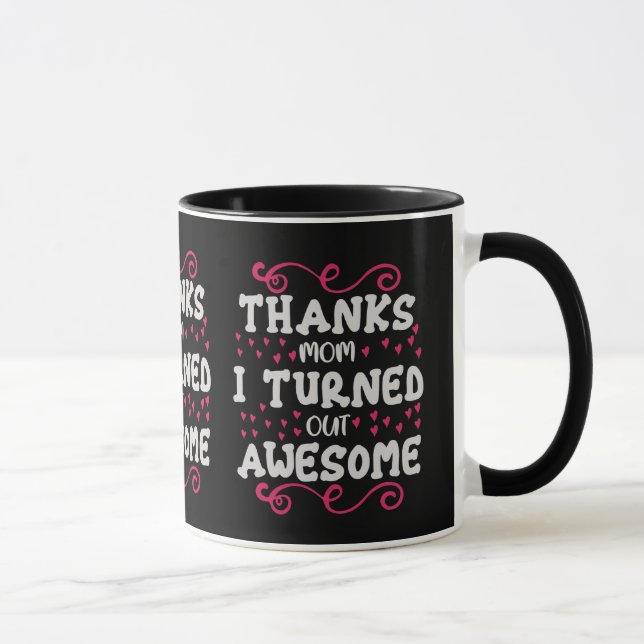 Caneca Elegant Pink Swirl Pattern Typography Two Tone Mug (Direita)