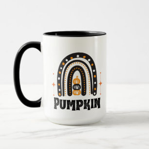 Caneca Elegante abóbora preta e laranja e Arco-íris