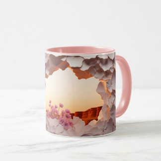 Caneca Elegante Abstrato Wall Break Design com F Blooming