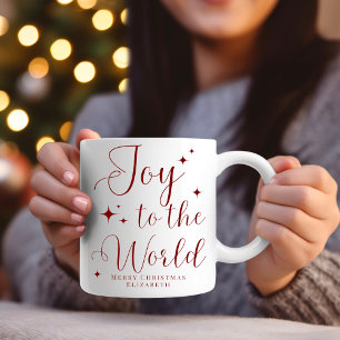Caneca Elegante Alegria Vermelha para o Mundo Feliz Natal