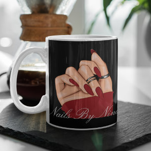 Caneca Elegante Black Red Typografia Branded Nail Salon