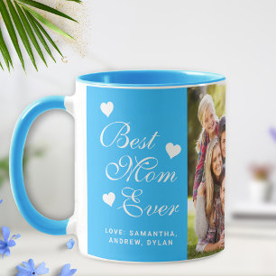 Caneca Elegante Blue Best Mãe Ever Photo Mug