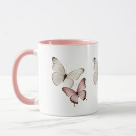 Caneca Elegante Borboleta Rosa