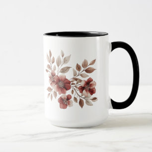 Caneca Elegante Buquê Floral de Aquarela Burgundy