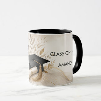 Caneca Elegante Casa Boho Core Ano de Graduação & Nome